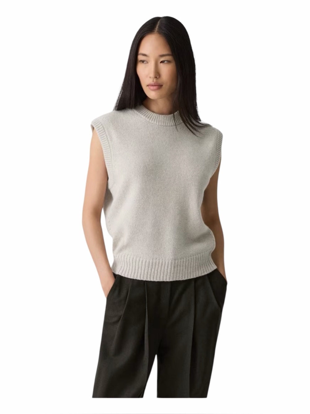 Theory NWOT Women’s Cashmere & Wool Relaxed Fit Sleeveless Vest In Gray SZ Large
